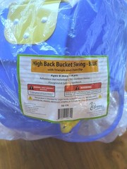 Deluxe High Back Full Bucket Swing w/Chain & Triangle Dip Pinch Protection-Blue