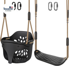 Black Toddler Swing Set – Heavy-Duty High Back Full Bucket Toddler Swing Seat &