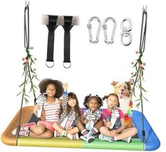 Everyfun Tree Swing for Kids and Adults, 60″ Waterproof Rectangle A-colorful