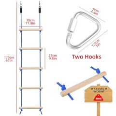 Rope Ladder for Kids, Ninja Warrior Obstacle Course Accessories – Heavy Blue