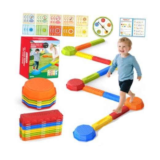 15PCS Rainbow Stepping Balance Beam Stones 15PCS Stepping Balance Beam Stones
