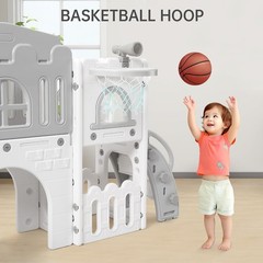 Toddler Playground Set 8-in-1 Slide Climber Playset with Tunnel Basketball