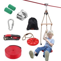 Kids and Adult 65 FT Zip Line Kits Up to 500 lb Backyard Outdoor Spring Brake