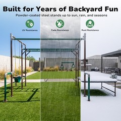 Outdoor Swing Set Jungle Gym Monkey Bars Swing Trapeze Bar Playground Easy Setup