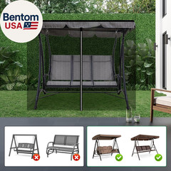 Patio Swing Mosquito Netting for 2-3 Seater Swing, Black Patio Swing Mosquito Ne