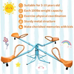 Outdoor Kids Spinning Seesaw Sit & Spin Teeter Totter Playground Equipment