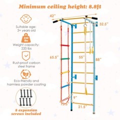 Kids Indoor Gym Playground Swedish Wall Mount Ladder Children Exercise Toy Bars