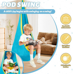 Swing Stand Frame with Sensory Swing Pod Chair, X-Shaped Swing Set, Metal Hammoc