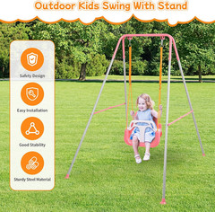 3-in-1 Toddler Swing Set, Foldable Indoor Outdoor Kids Swing, Removable Seat