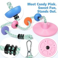 Tree Swing for Kids Disc Seat 6.2ft Candy Pink Indoor Outdoor Rope Climbing