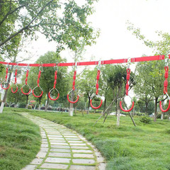2-Pack Ninja Rings Obstacle Course Swing Set, Red Plastic Rings with Carabiner,