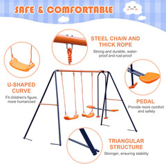 Outdoor Swing Sets for Backyard, 440Lbs Load Capacity Swing Stand with 2 Seats a