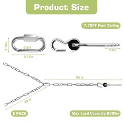7.75FT Heavy Duty Porch Swing Chain Kit, 2 Pack