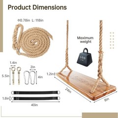 Wooden Tree Swing,500lbs Load Capacity Wooden Swing for Adults &