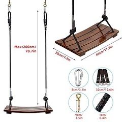 Wooden Swing Seat, Carbonized Hanging Wood Tree Swing 17.7×7.9×0.5 inch Brown