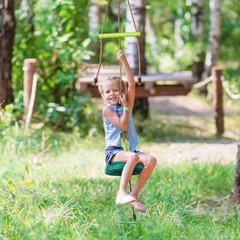 AGPTEK Disc Swing with Monkey Bars,Tree Set Accessories Rope Disk Green