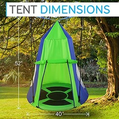 40″ Kids Hanging Tent Swing, Outdoor Saucer Swing with Hang Kit and Green
