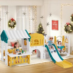 10IN1 Toddler Slide&Swing Playset with Playhouse Climb Playground Indoor Outdoor