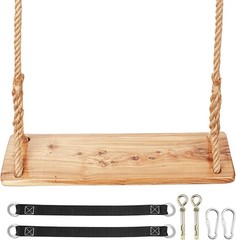 Wooden Tree Swing, 500lbs Load Capacity Heavy-Duty Wooden Swing Seat for