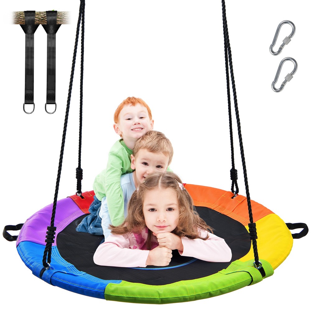 700lbs 40″ Saucer Tree Swing for Kids Adults Waterproof Rainbow Round Disc Swing