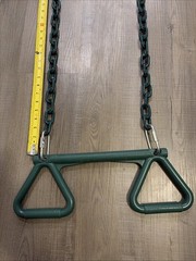 Trapeze Bar W/Handles For Swing Set Used Coated Chain Green Plastic Playground
