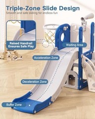 Toddler Slide, 6 in 1 Kids Indoor Slide for Toddlers 1-3, Baby Blue&gray