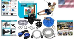 120FT Zip Line Kit for Family Fun – Quick Tightening, Rust-Free Design, 380Lbs