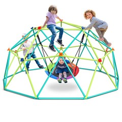Climbing Dome 10FT Dome Climber Jungle Gym Swing Set for Kids with Saucer Swing