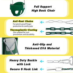 Toddler Swing Set for outside – High Back Full Bucket Seat with 4 Hanging Straps