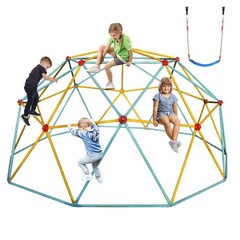 10FT Galvanized Steel Climbing Dome Jungle Gym with Swing for Kids – Blue