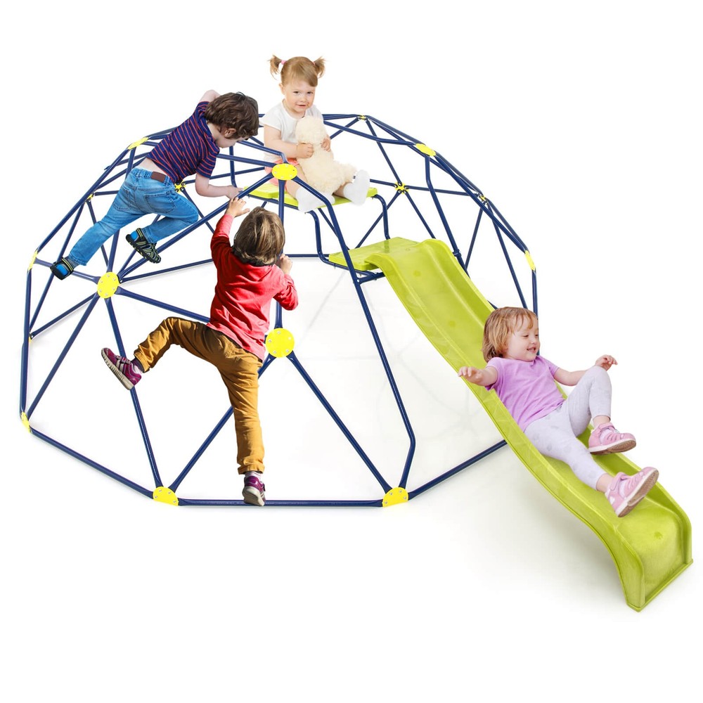 13.3 FT Climbing Dome Geometric Dome Climber with Extended Wavy Slide
