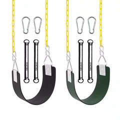 2-Pack Green and Black Swing Seat with 66 In. Anti-Rust Chains, Metal Triangle R