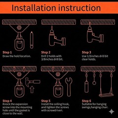 Hammock Hanging Kit, Stainless Steel Hammock Hooks Heavy Duty Hardware 360°Ro…