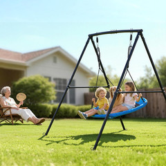 40 In Saucer Swing Seat W/ Heavy Duty A Frame Metal Stand 440lbs Load Capacity