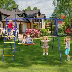 500 LBS 5 in 1 Metal Swing Set Heavy Duty for Kids Outdoor Playset Backyard US