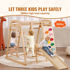 Uimoso Indoor Jungle Gym 7-in-1 Toddler Indoor Playground Wooden Climbing Toys M