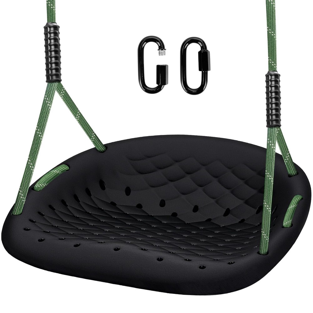 550LBS Heavy-Duty Outdoor Tree Swing for Adults/Kids w/ Adjustable Ropes, Black