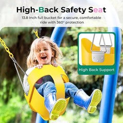 330lb Heavy Duty Toddler Swing High Back Full Bucket Swing Seat Outdoor Yellow