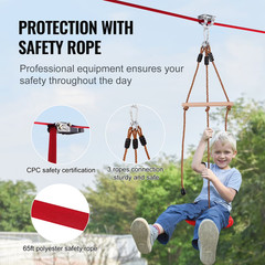 65ft Zipline Kit for Kids and Adults, Slackers Zipline up to 500 lbs.