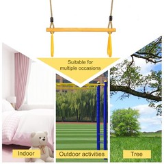 Wooden Trapeze with Plastic Gym Rings Trapeze Swing Bar with Adjustable Rope …