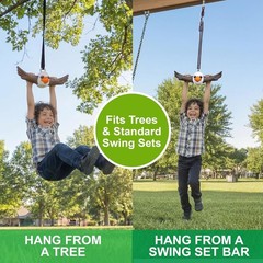 Ninja-Twister Swing Spins Set: Slackline Attachments – 360° Handle Twist-Spin Fl
