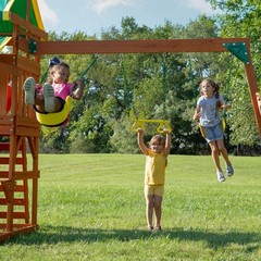 Cedar Wooden Swing Set Tucson Backyard Discovery Slide Rock Wall Kids Playground