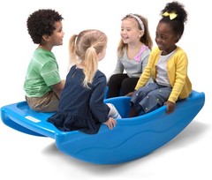 Simplay3 Two Sided Rock and Roll Teeter Totter Seesaw for Kids Blue Made in USA