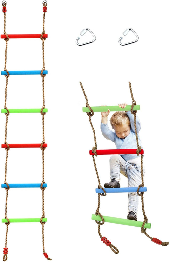 7FT Colorful Camping Rope Ladder for Kids – Hanging Climbing Ladder for Swing Se