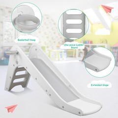 3 in 1 Slide for Kids Indoor Baby Play Climber Slide Set with Basketball Hoop