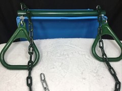 Durable Green Gorilla Play Sets 17” Rubber Coated Link Chain Trapeze Bar w/Rings