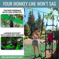 Ninja Warrior Obstacle Course for Kids – 2 x 65ft Slackline with 13 Obstac