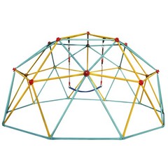 10FT Galvanized Steel Climbing Dome Jungle Gym with Swing for Kids – Blue