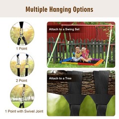 Goplus 700lbs Giant 60″ Platform Tree Swing Outdoor w/ 2 Hanging Strap Colorful