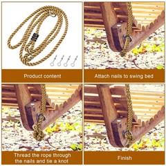 4 Pack Porch Swing Rope Kit Swing Bed Straps Holds 800 Lbs Adjustable Polypro…